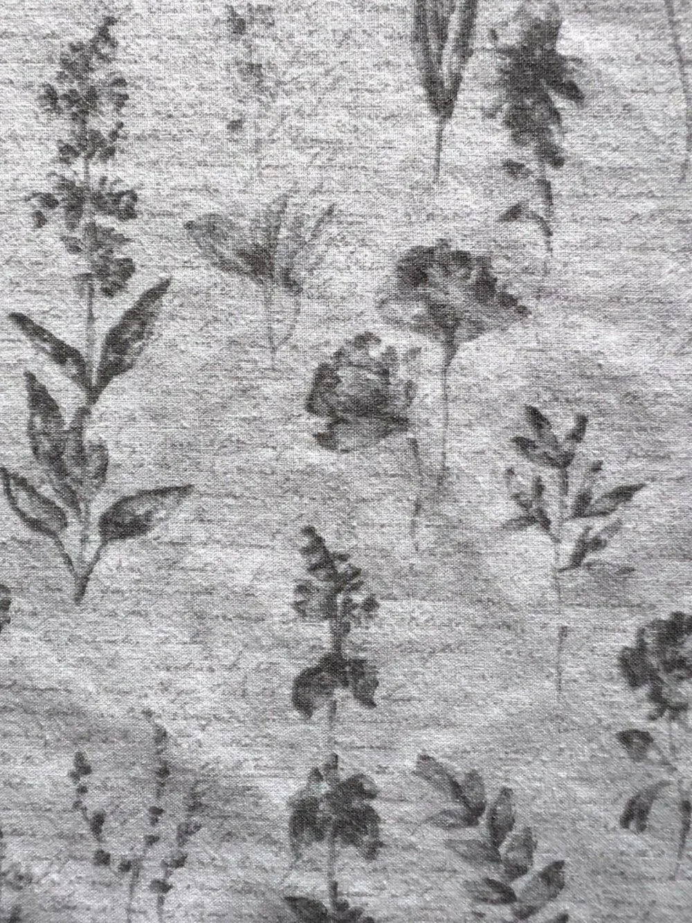 BOTANICAL Pillowcase Pair Standard Size Gray White Script Garden Floral Flowers
